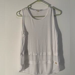 Michael Kors Medium White Sleeveless Top Sheer Bottom Shirt Business Casual